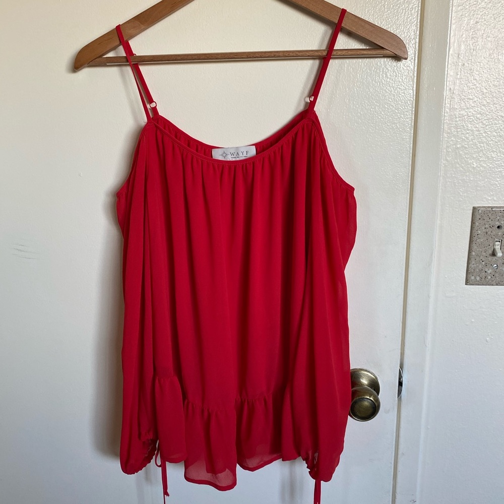 Red Strappy Tank with sleeves